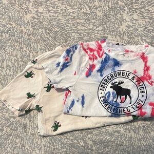 Abercrombie & Fitch Red and Blue Graphic Tee